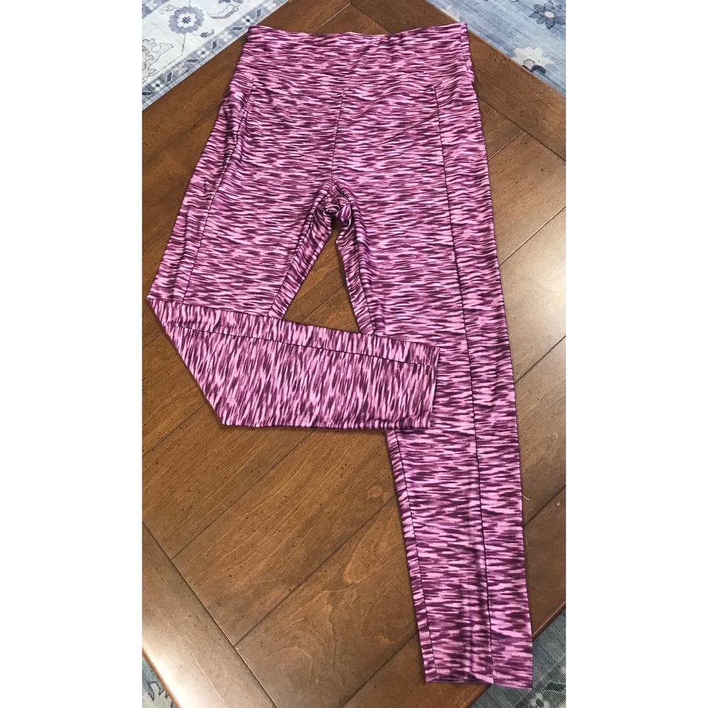 Zone Pro Womens Purple Space Dye High Waisted Athletic Leggings with‎ Pockets M